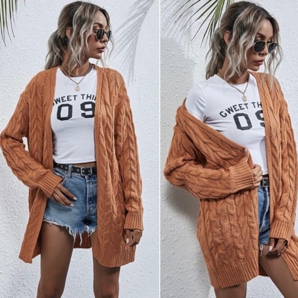 SHEIN Sweaters - SHEIN • Rust Knit Cardigan